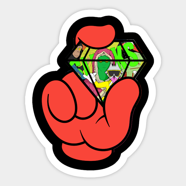 Dope diamond in my red hand drawing Sticker by slluks_shop